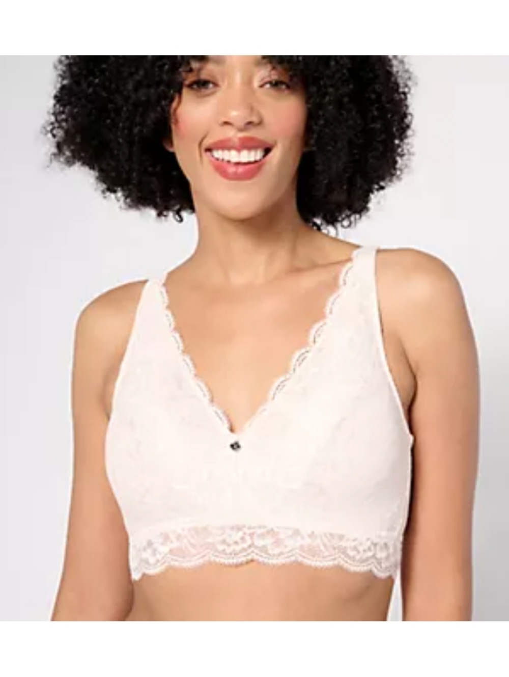 Breezies Natural Curves Wirefree Lace Bralette w/ Pad- L